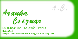 aranka csizmar business card